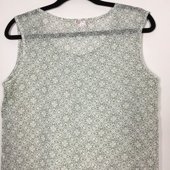 Sheer green and white sleeveless floaty top drawstring drop waist cottagecore M - Picture 5 of 7